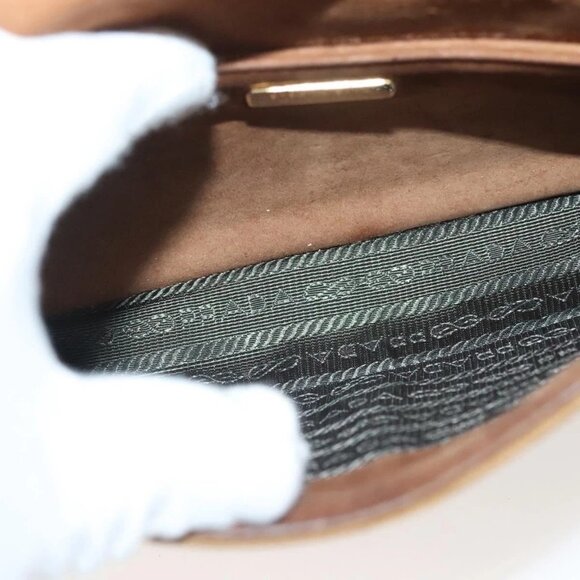 PRADA Chain Kaye Shoulder Bag Velor Beige Gold Auth 141360 - Picture 11 of 16